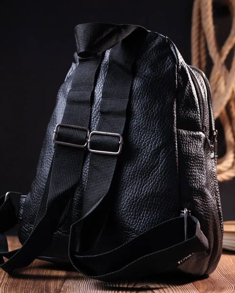 Місткий жіночий рюкзак з екошкіри Vintage чорний fp10091 фото