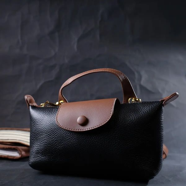 Стильна сумка з клапаном із натуральної шкіри Vintage Чорна fp10046 фото