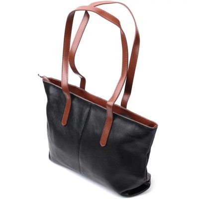 Вместительная женская сумка из натуральной кожи Vintage Черная fp10051 фото