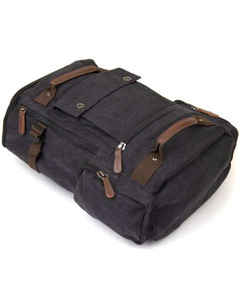 Рюкзак текстильний дорожній унісекс із ручками Vintage чорний fp10101 фото