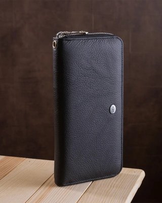Мужской кошелек из натуральной кожи ST Leather Черный fp10057 фото