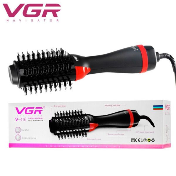 Фен щітка для укладання та завивки волосся VGR V-416 Стайлер з іонізацією та гарячим повітрям fp10123 фото