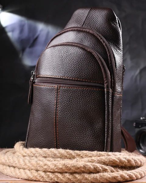 Зручна шкіряна чоловіча сумка через плече Vintage Коричнева fp10029 фото
